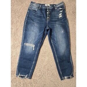 Mica Los Angeles Denim Jeans Size 32 Super High Tapered Crop Distressed Ankle